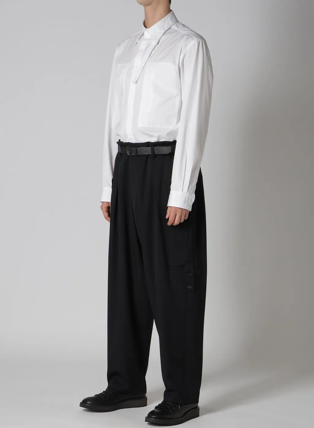 Wool Gabardine Tuck Tab Pants