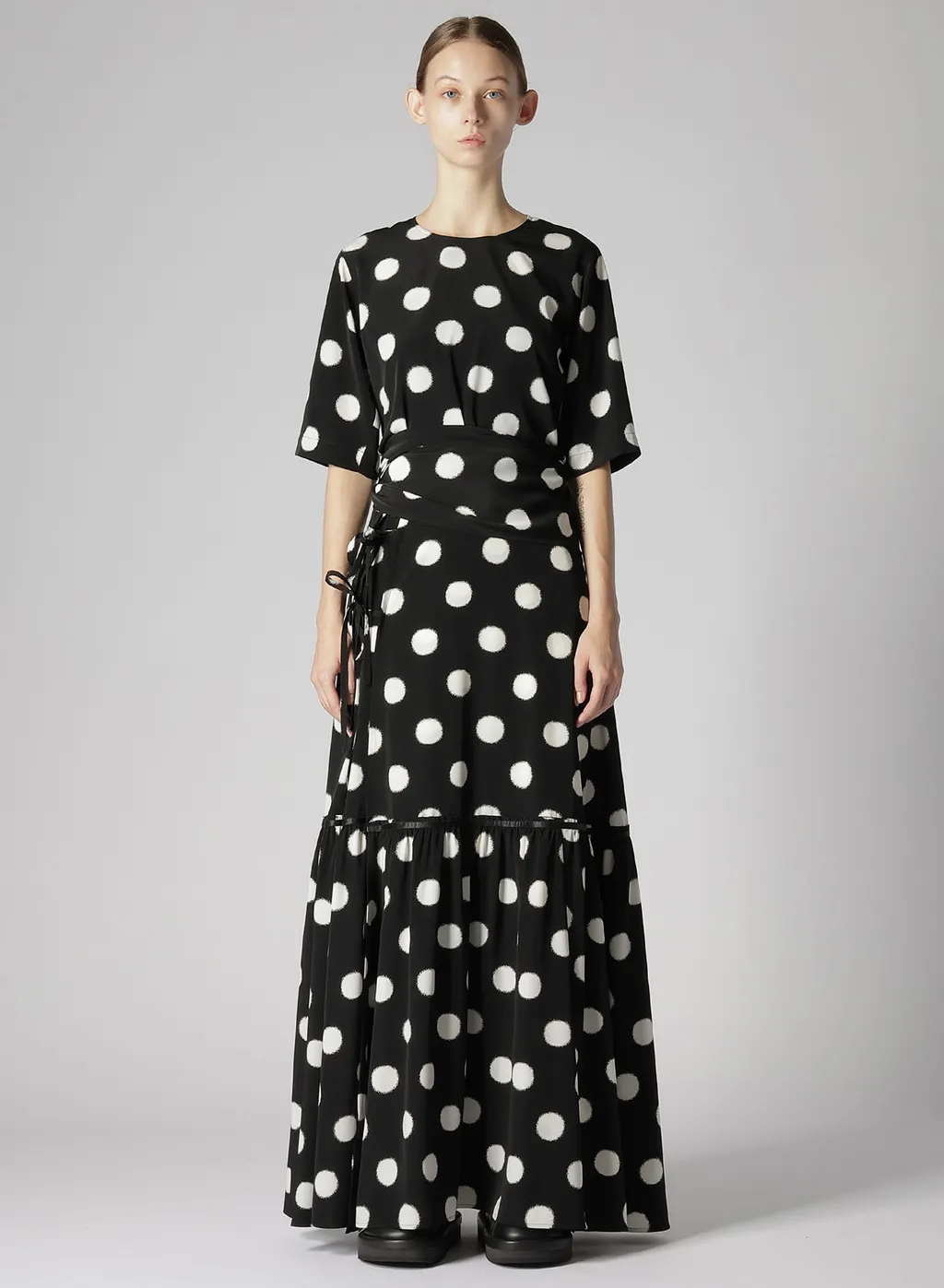 Small Polka Dot Crape De Chine Teared Skirt