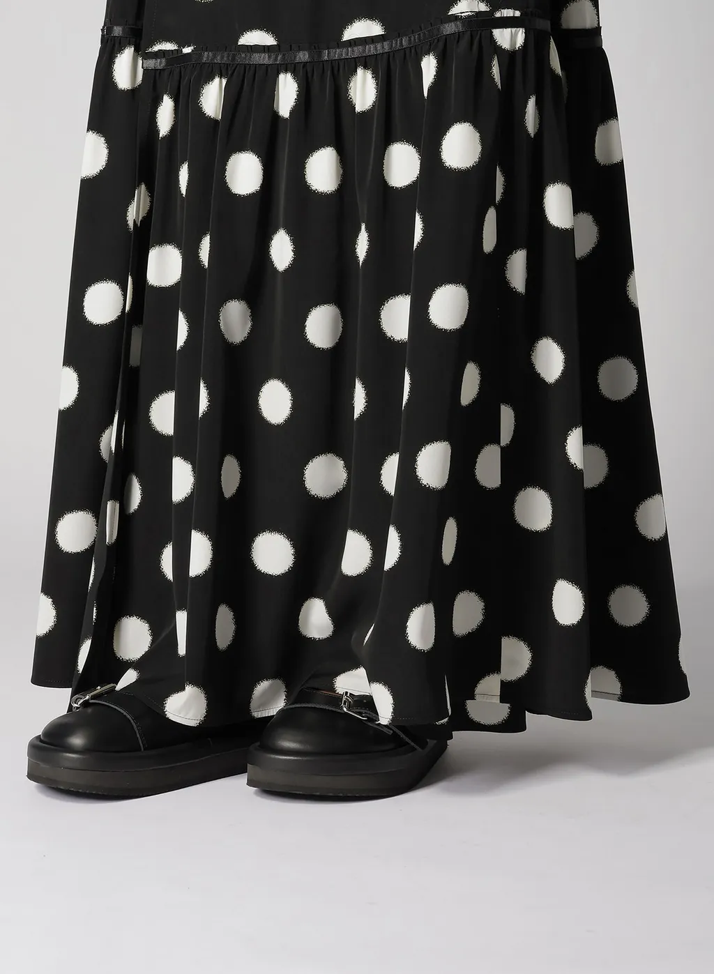 Small Polka Dot Crape De Chine Teared Skirt