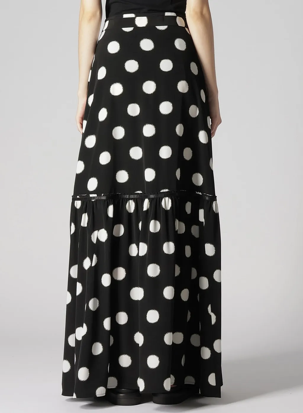 Small Polka Dot Crape De Chine Teared Skirt