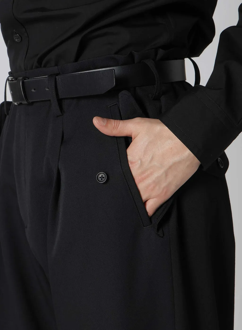 Wool Gabardine Hem Tab Gabardine Pants