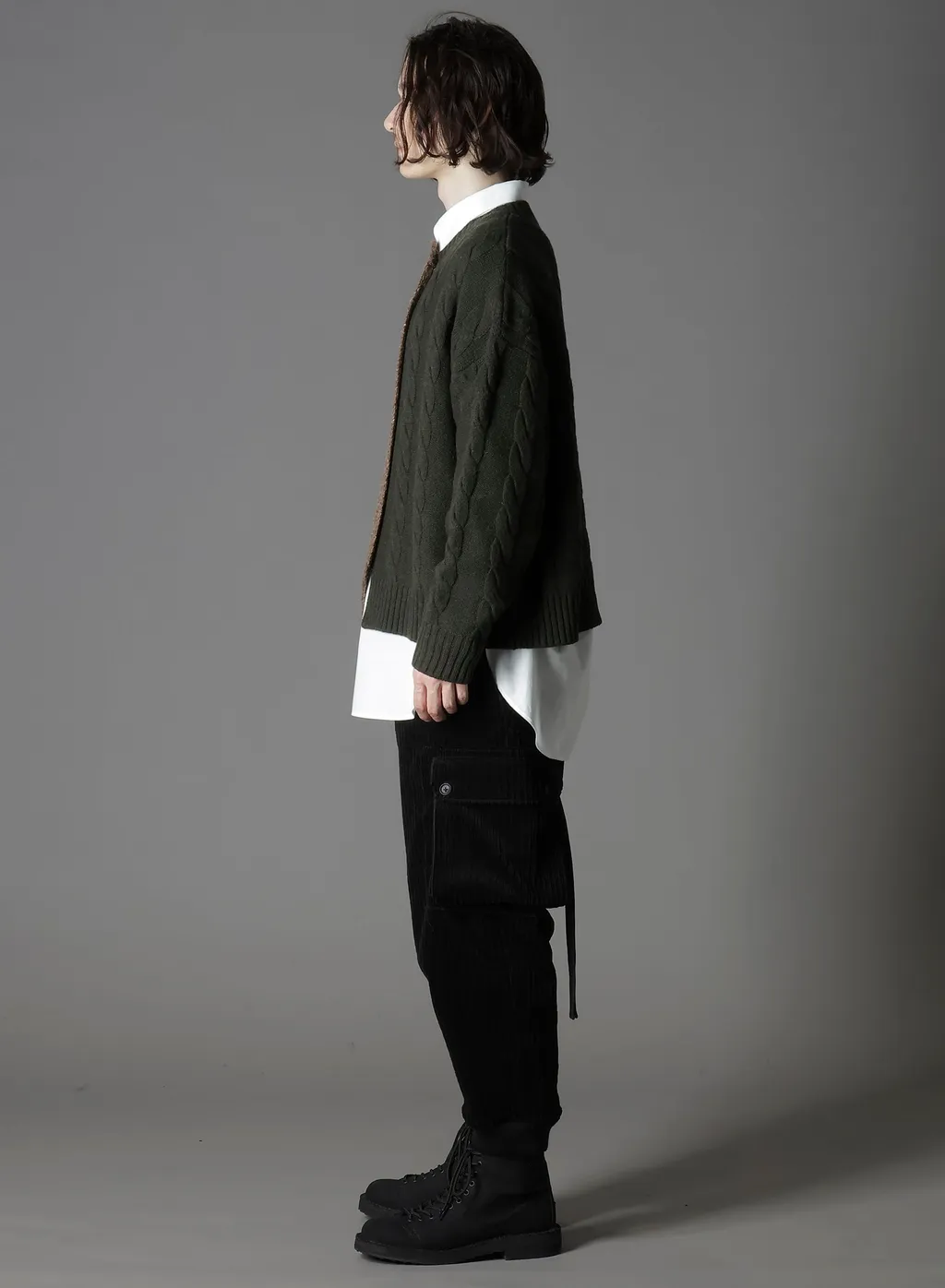 Fine Merino Wool Cable Switch Unbalance Pullover