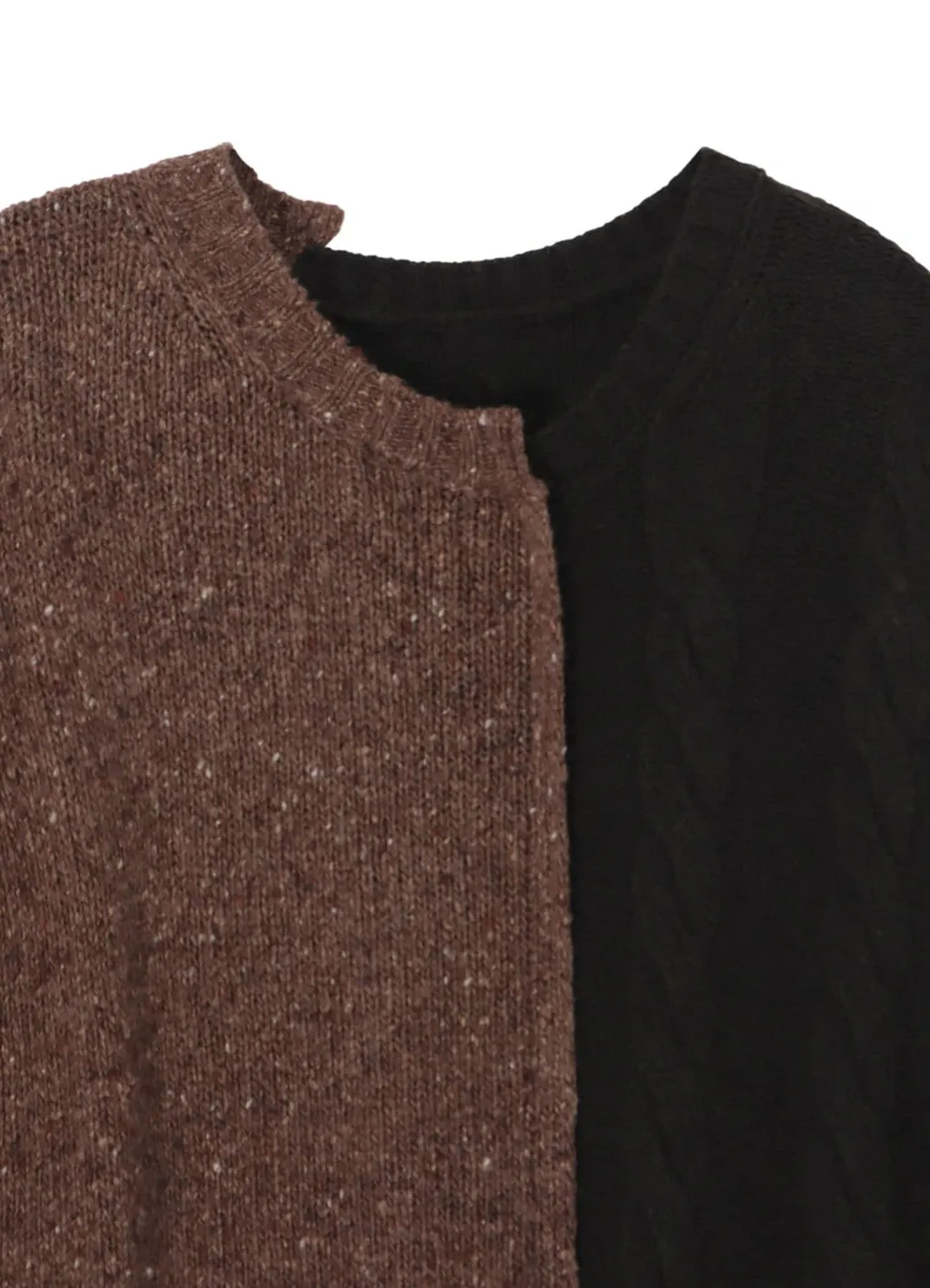 Fine Merino Wool Cable Switch Unbalance Pullover