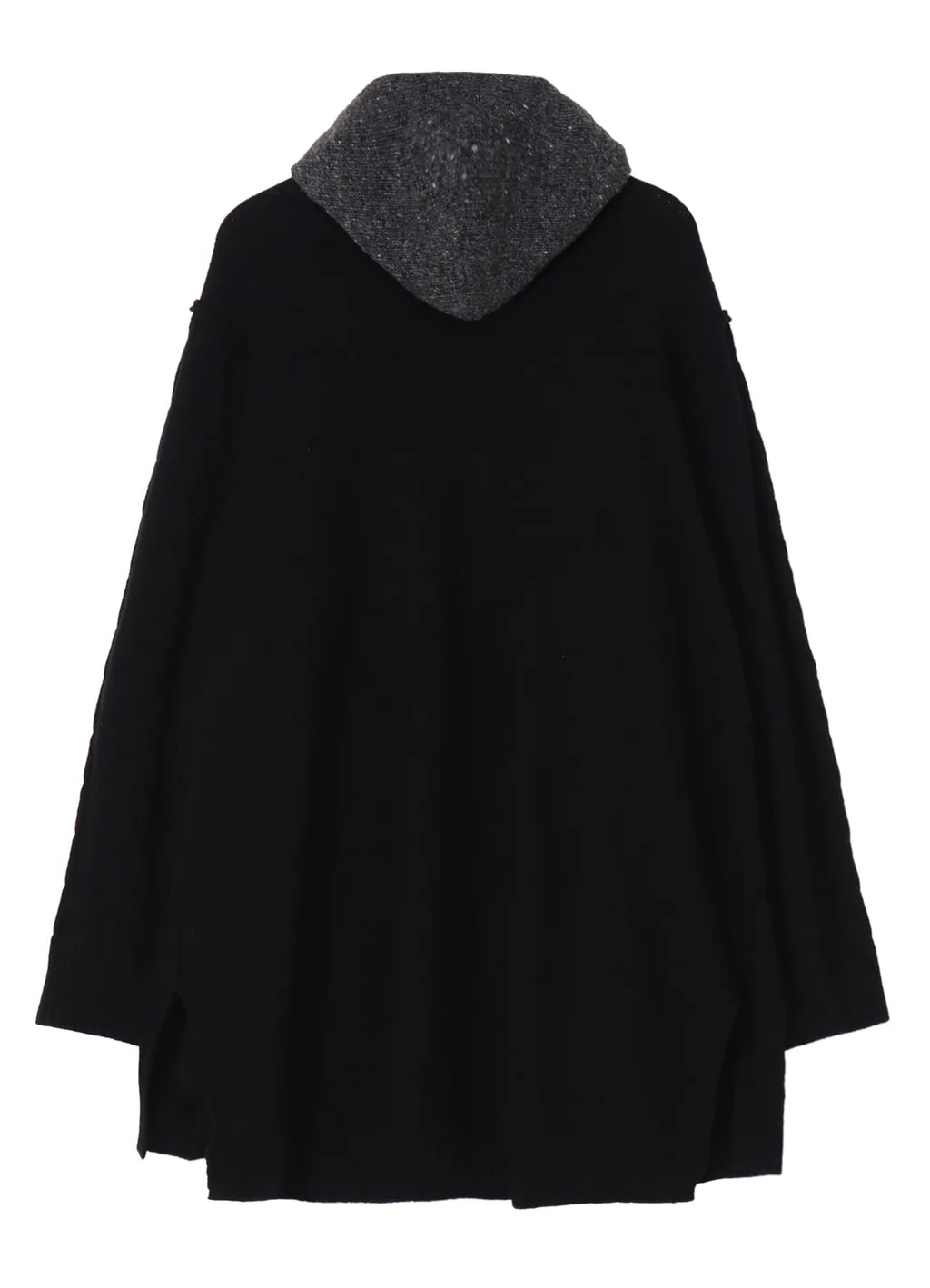 Fine Merino Wool Cable Switch Unbalance Hoodie