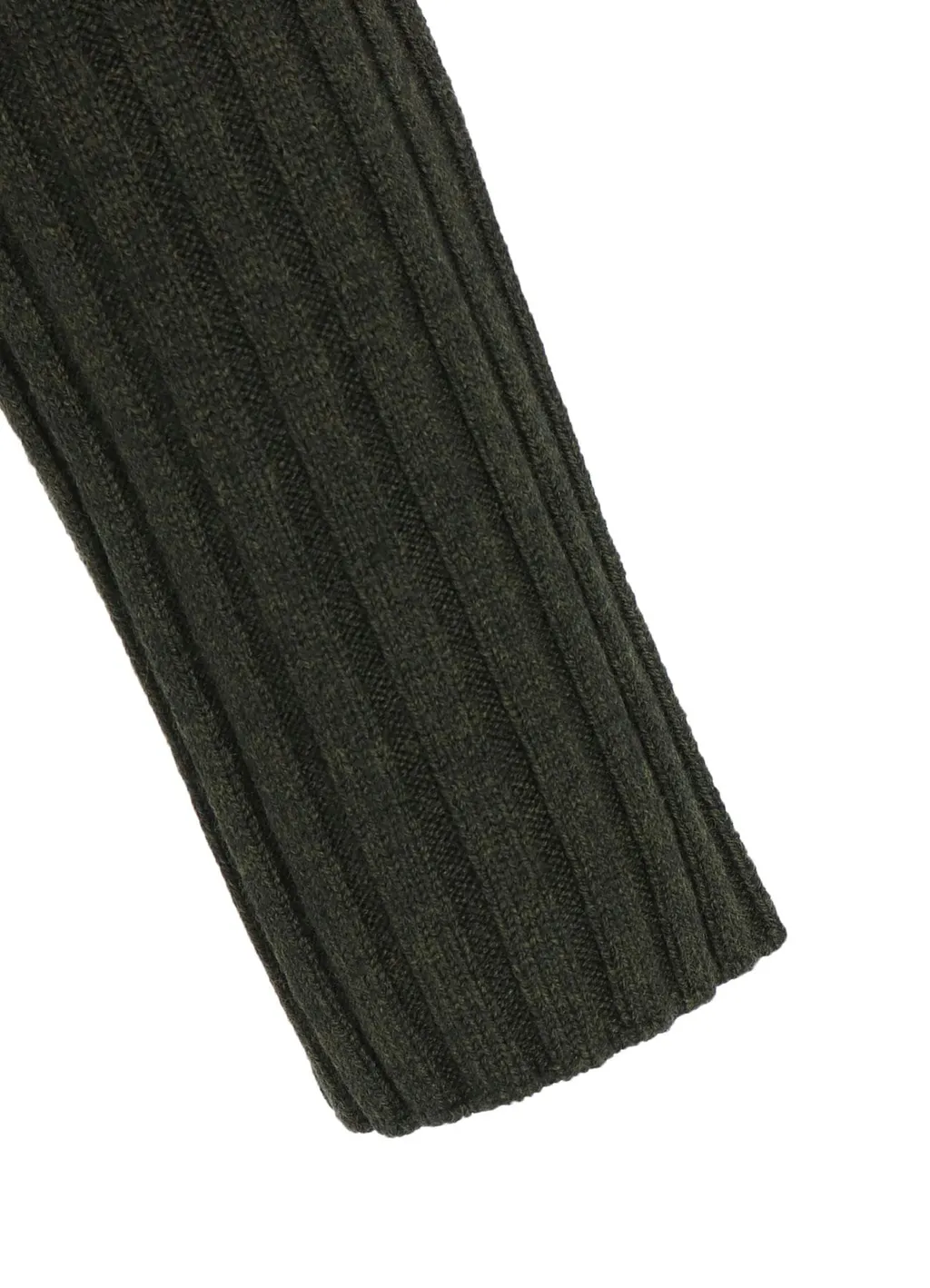 Fine Merino Wool Ribbed Raglen Short Length Turtle Neck