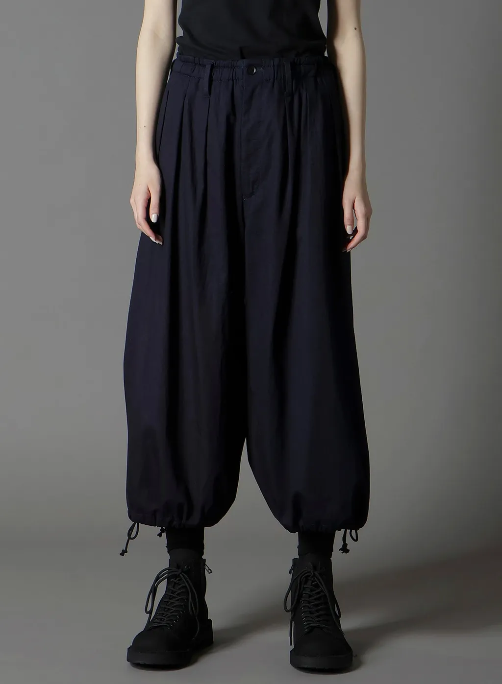 Indigo Dyed Cotton Twill Balloon Pants