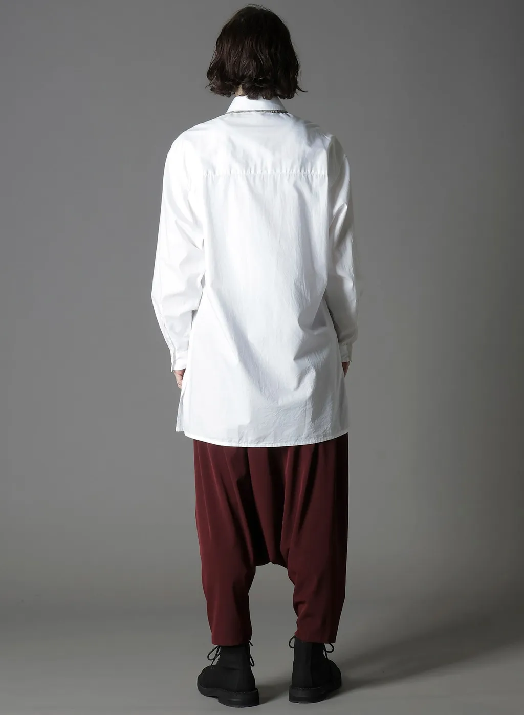 Switching Material Patchwork White Shirt