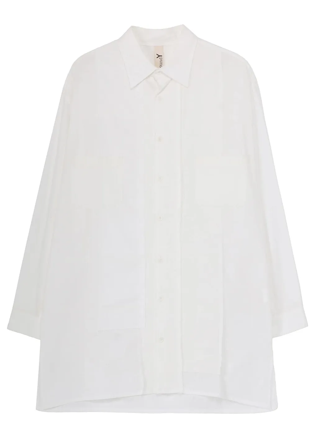 Switching Material Patchwork White Shirt