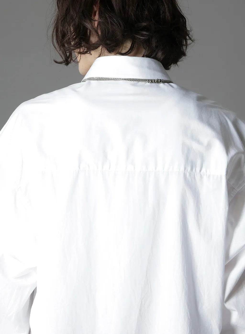Switching Material Patchwork White Shirt