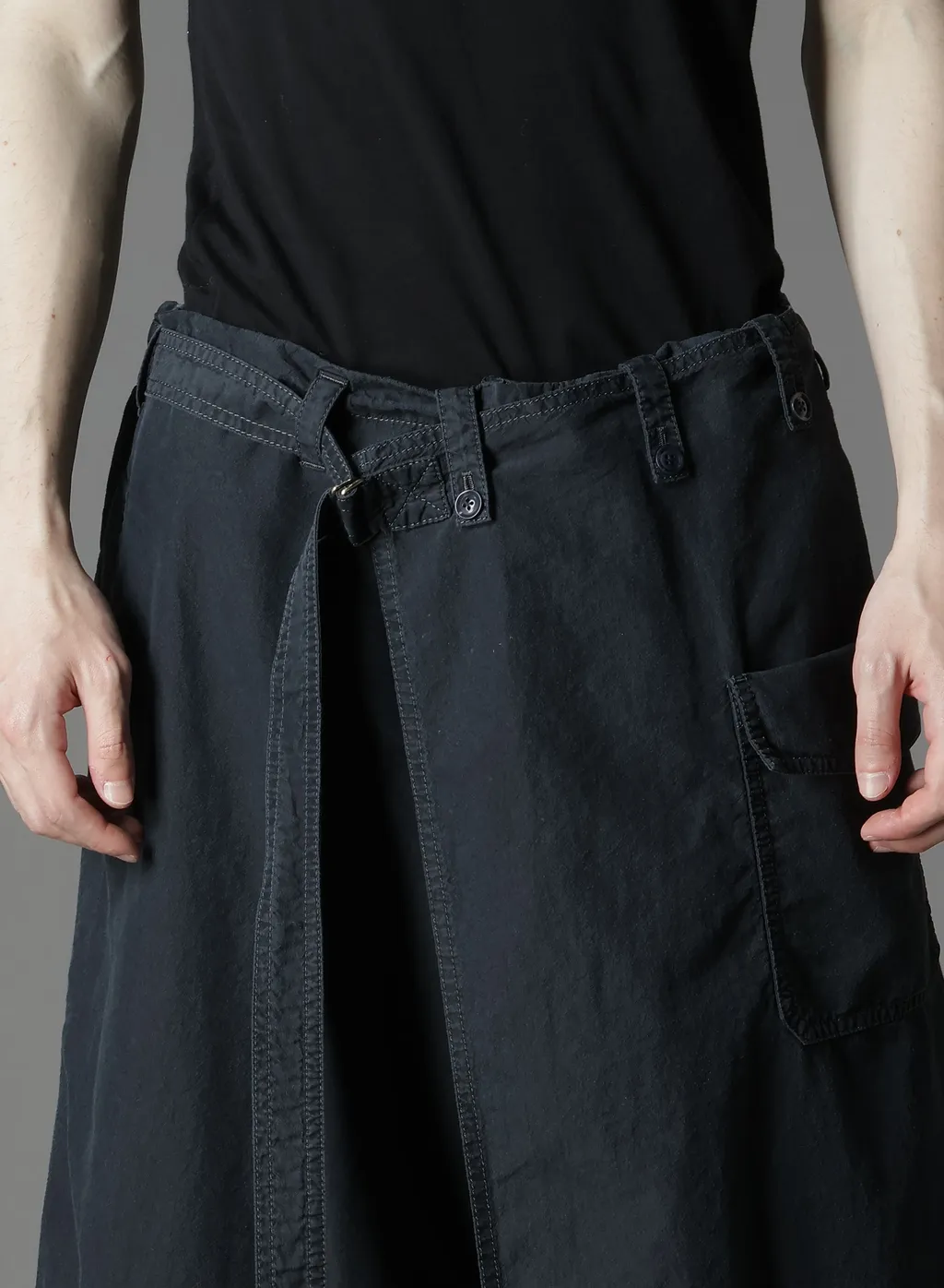 C/Ny Sulfur Dyeing Stone Wash Bio Wrap Skirt Pants