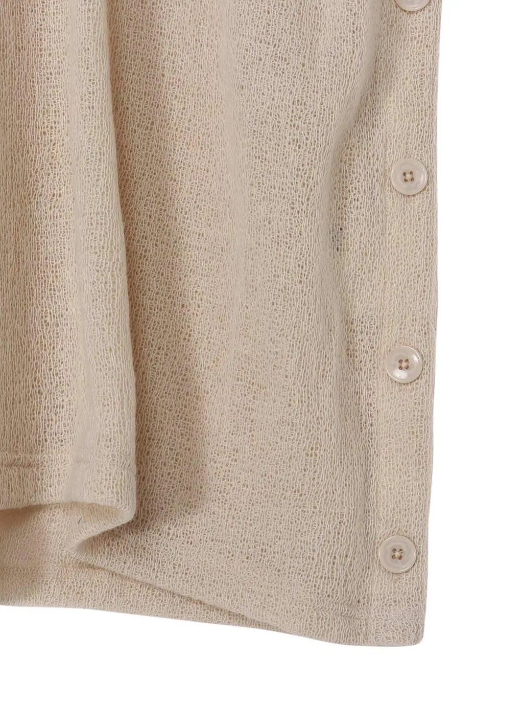 Spider Web Knit Side Button Short Sleeved T-Shirt