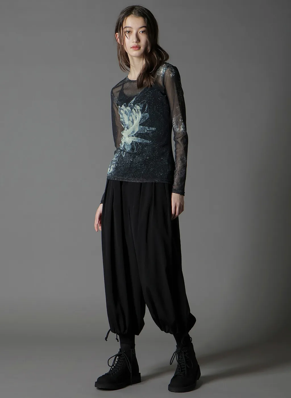 Soft Tulle Floral Pattern Round Neck Tulle