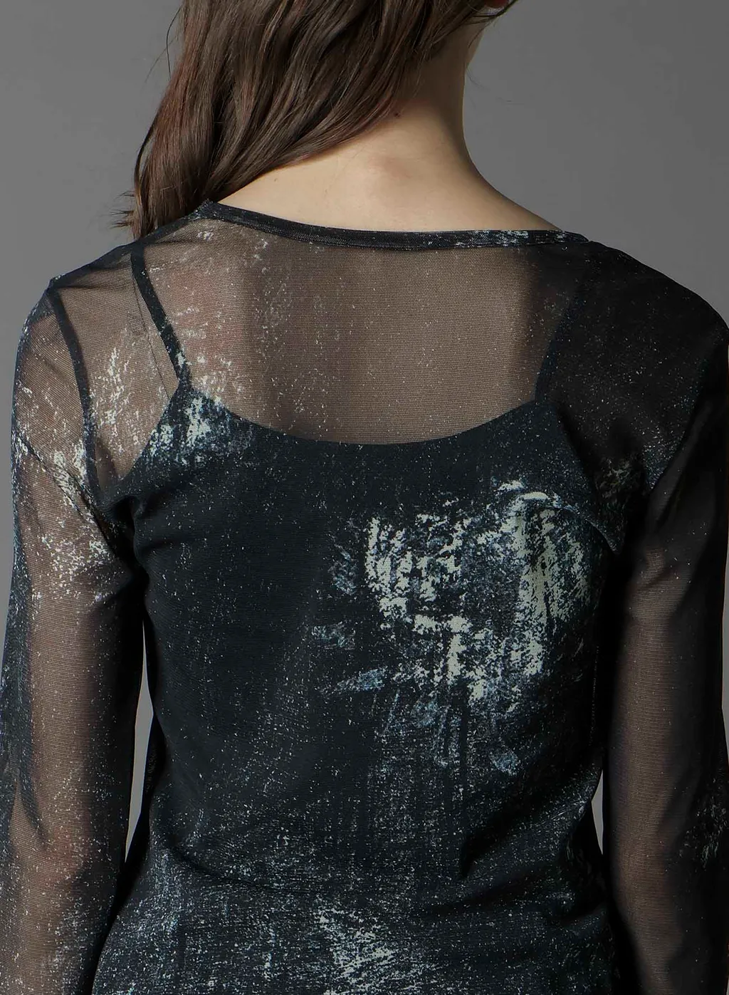Soft Tulle Floral Pattern Round Neck Tulle