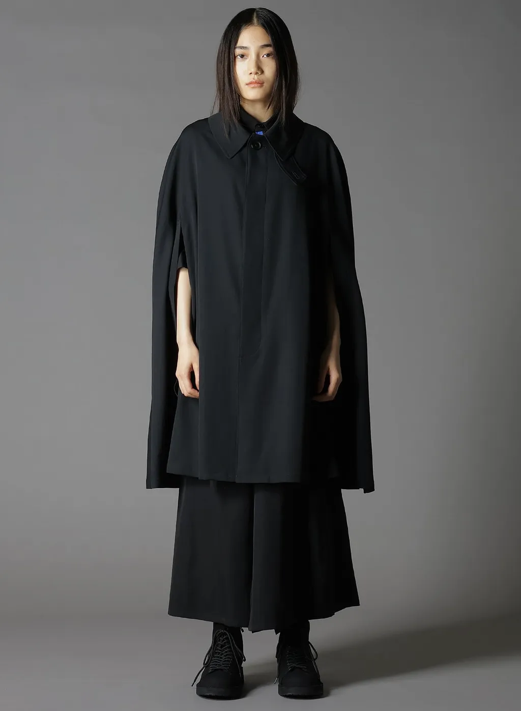 Wool Gabardine Collared Cloak