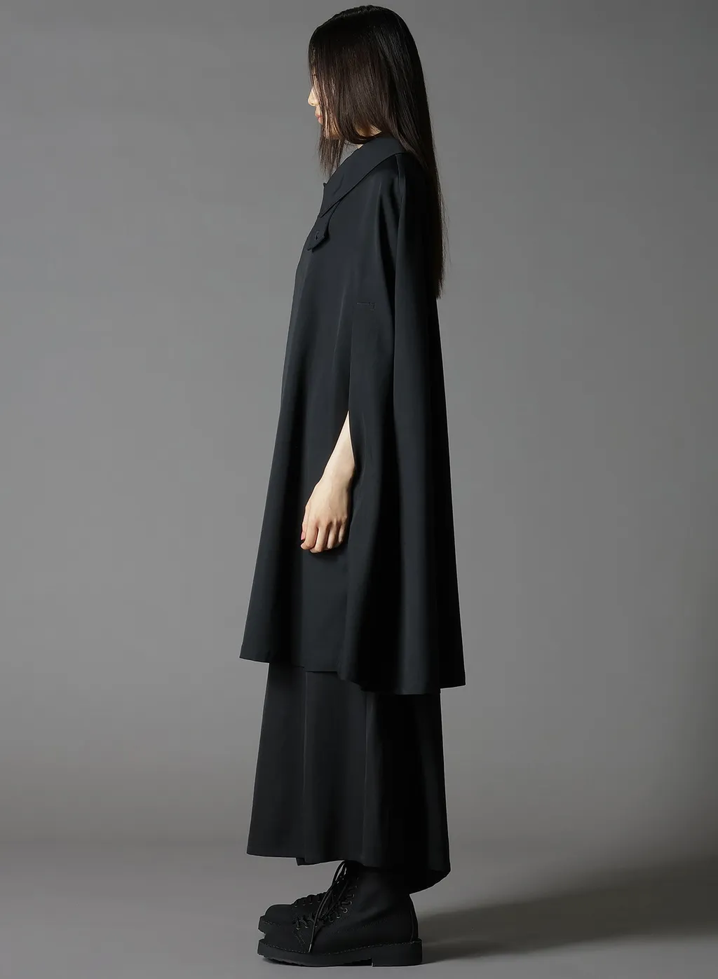Wool Gabardine Collared Cloak