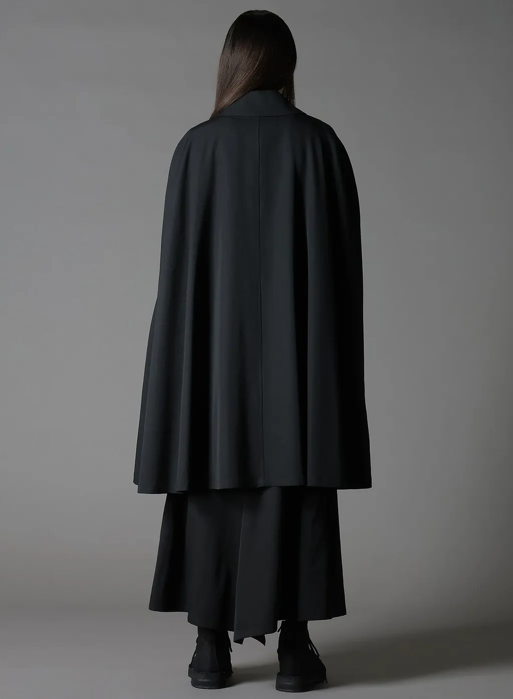 Wool Gabardine Collared Cloak