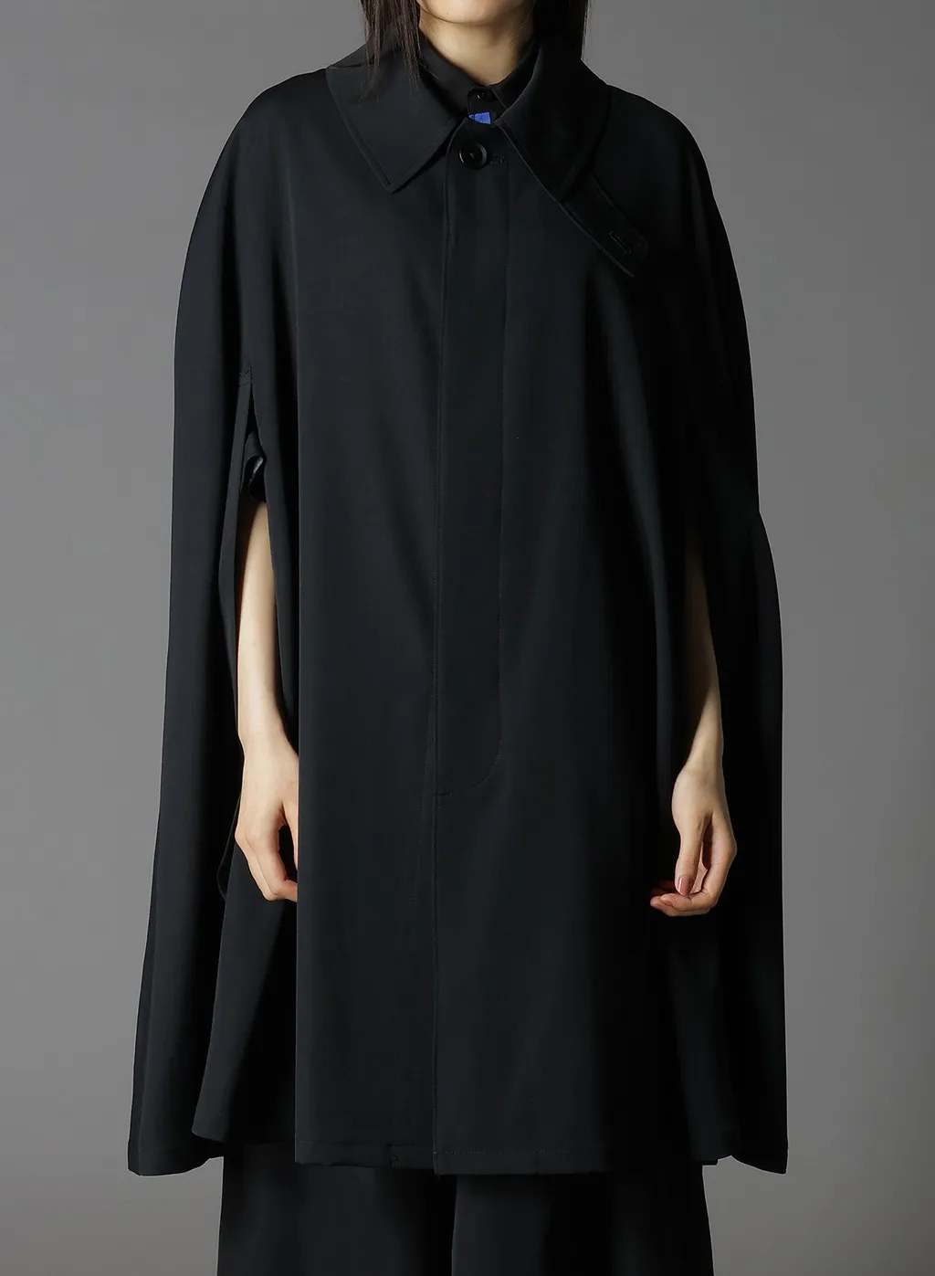 Wool Gabardine Collared Cloak