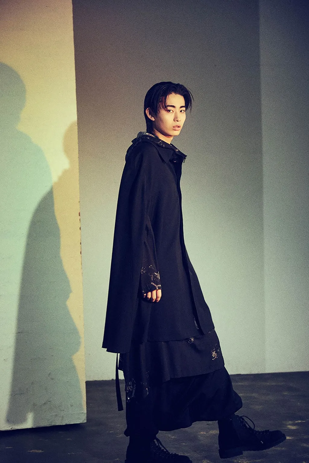 Wool Gabardine Collared Cloak
