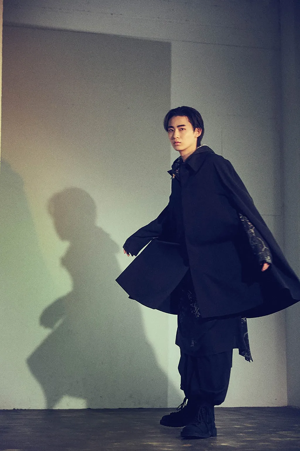 Wool Gabardine Collared Cloak