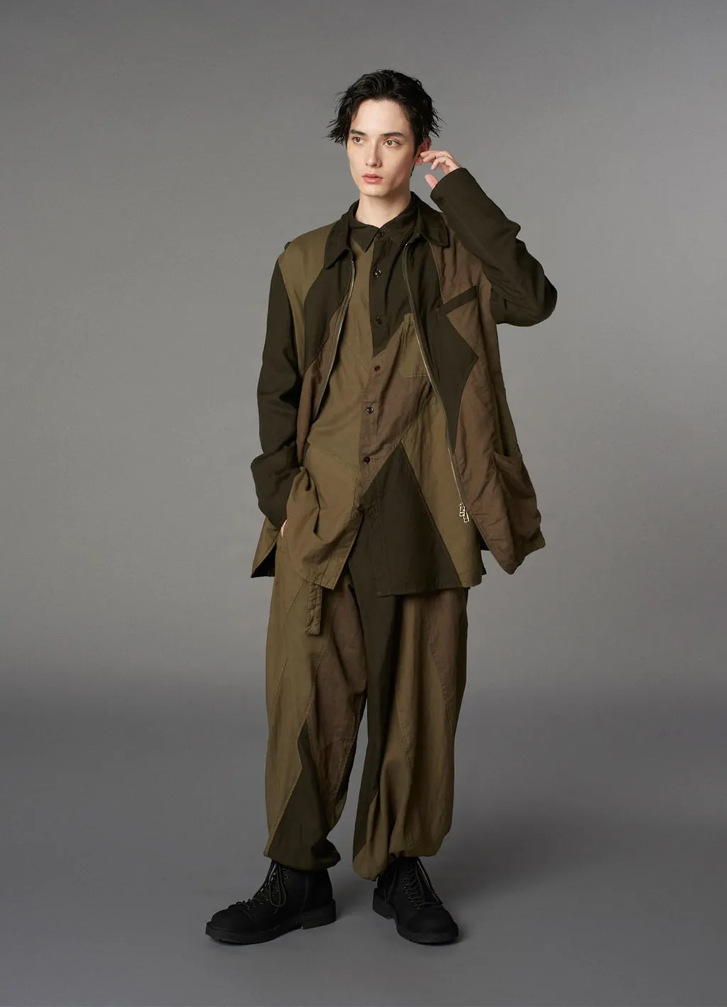 Cubism Patchwork Product Dyed Switching Zip Jacket