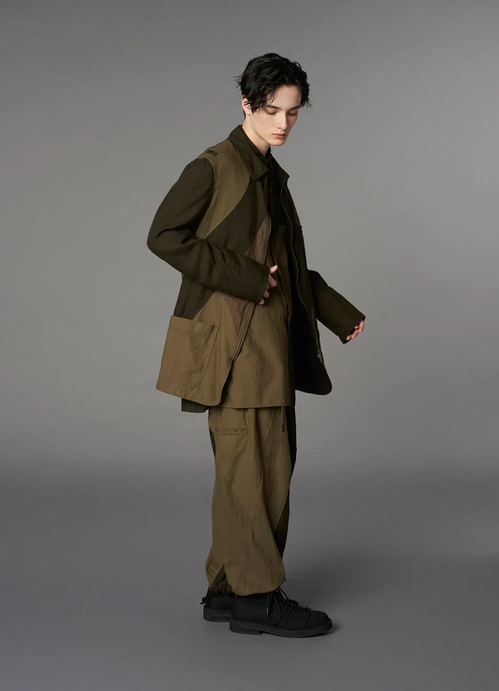 Cubism Patchwork Product Dyed Switching Zip Jacket