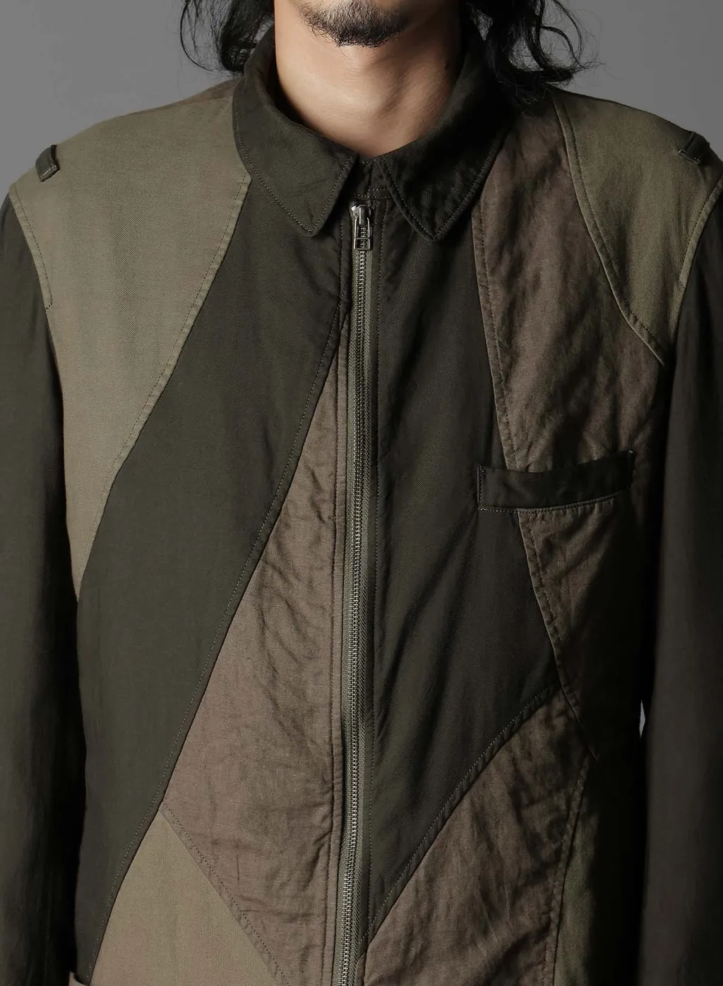 Cubism Patchwork Product Dyed Switching Zip Jacket
