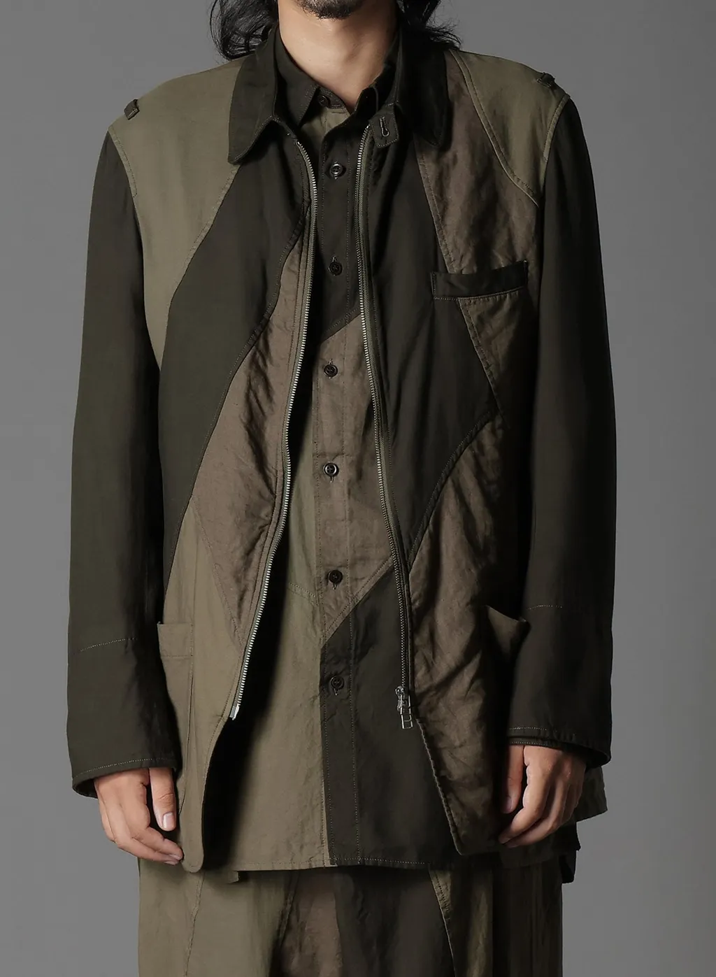 Cubism Patchwork Product Dyed Switching Zip Jacket