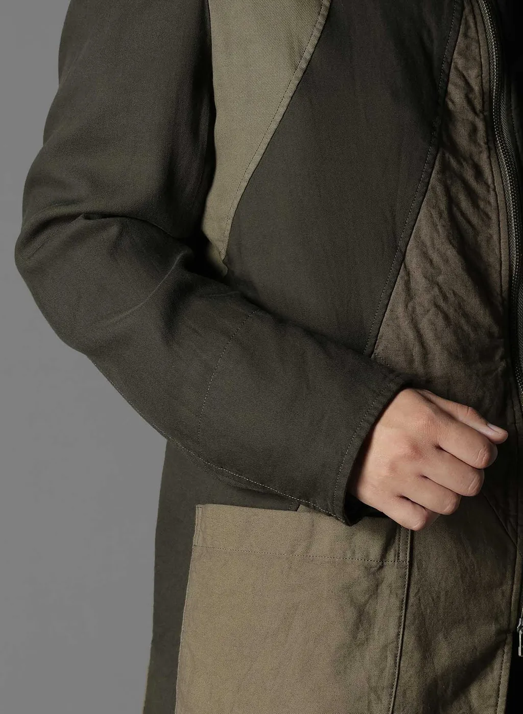 Cubism Patchwork Product Dyed Switching Zip Jacket