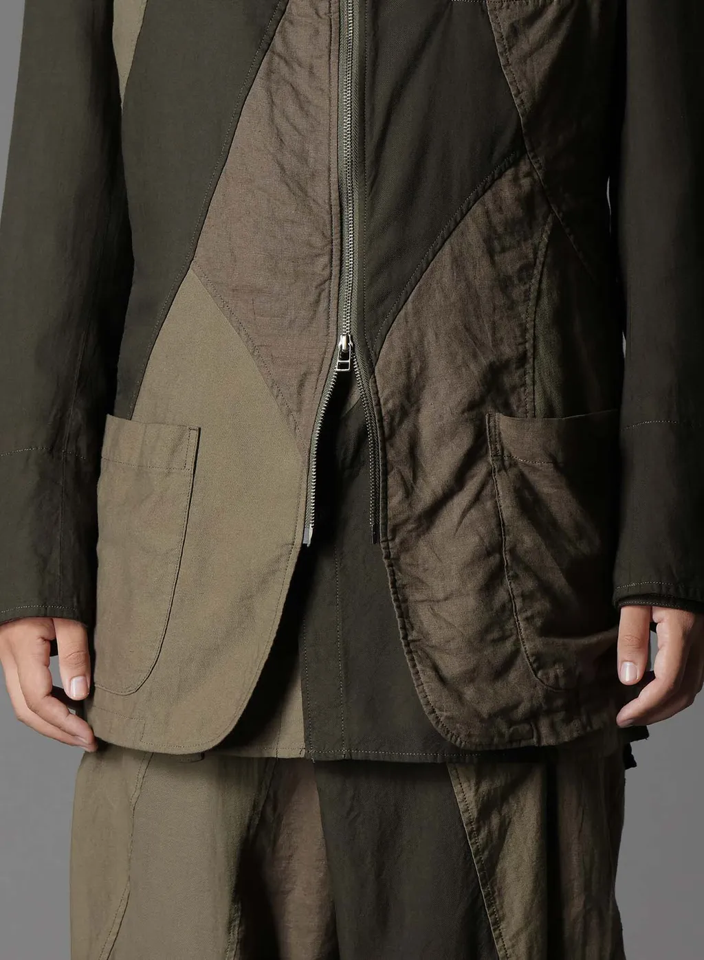 Cubism Patchwork Product Dyed Switching Zip Jacket