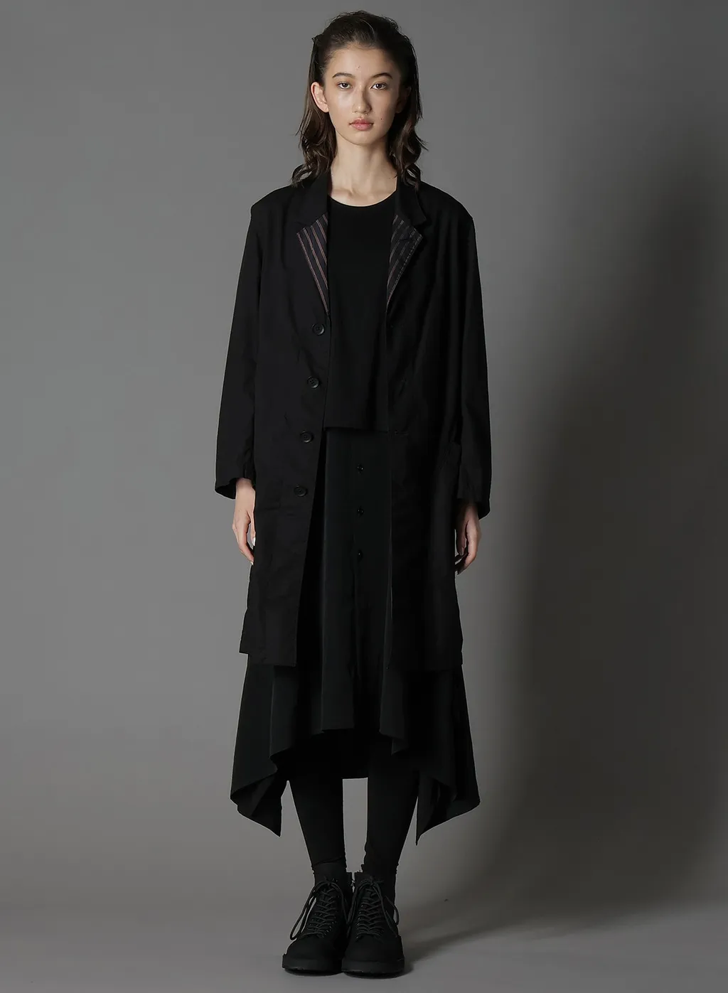 Cotton Broad + Cupra Stripe Stripe Switching Long Jacket