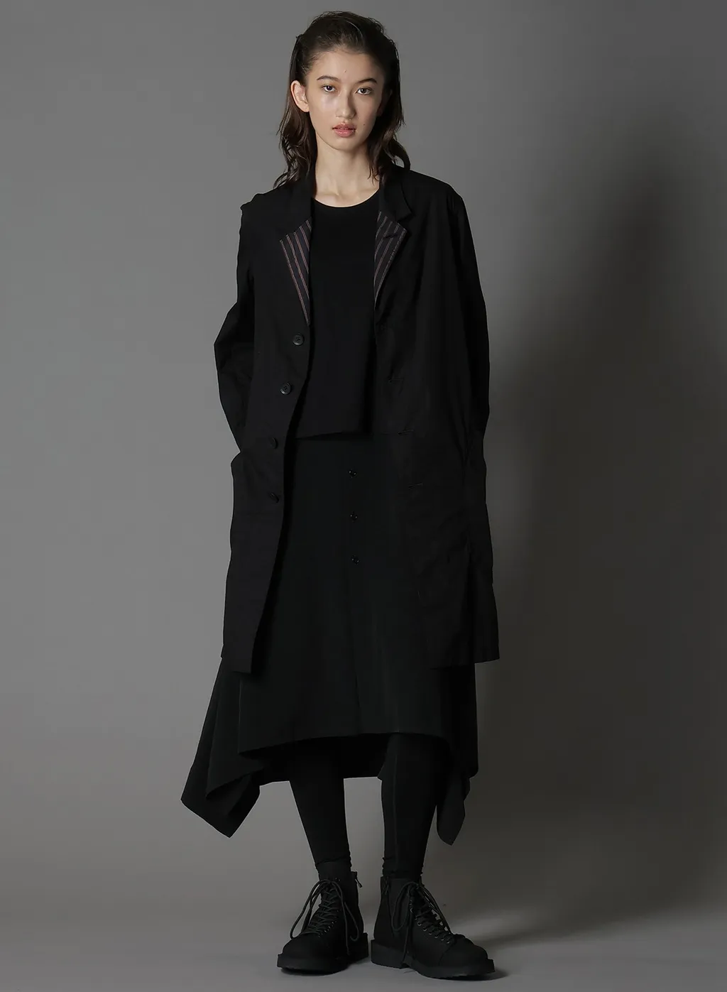 Cotton Broad + Cupra Stripe Stripe Switching Long Jacket