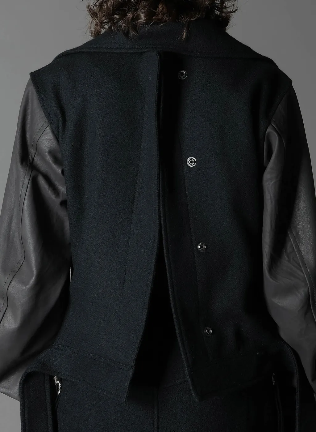 Flannel+Double Face Goat Leather Short Jacket Back Extra Material