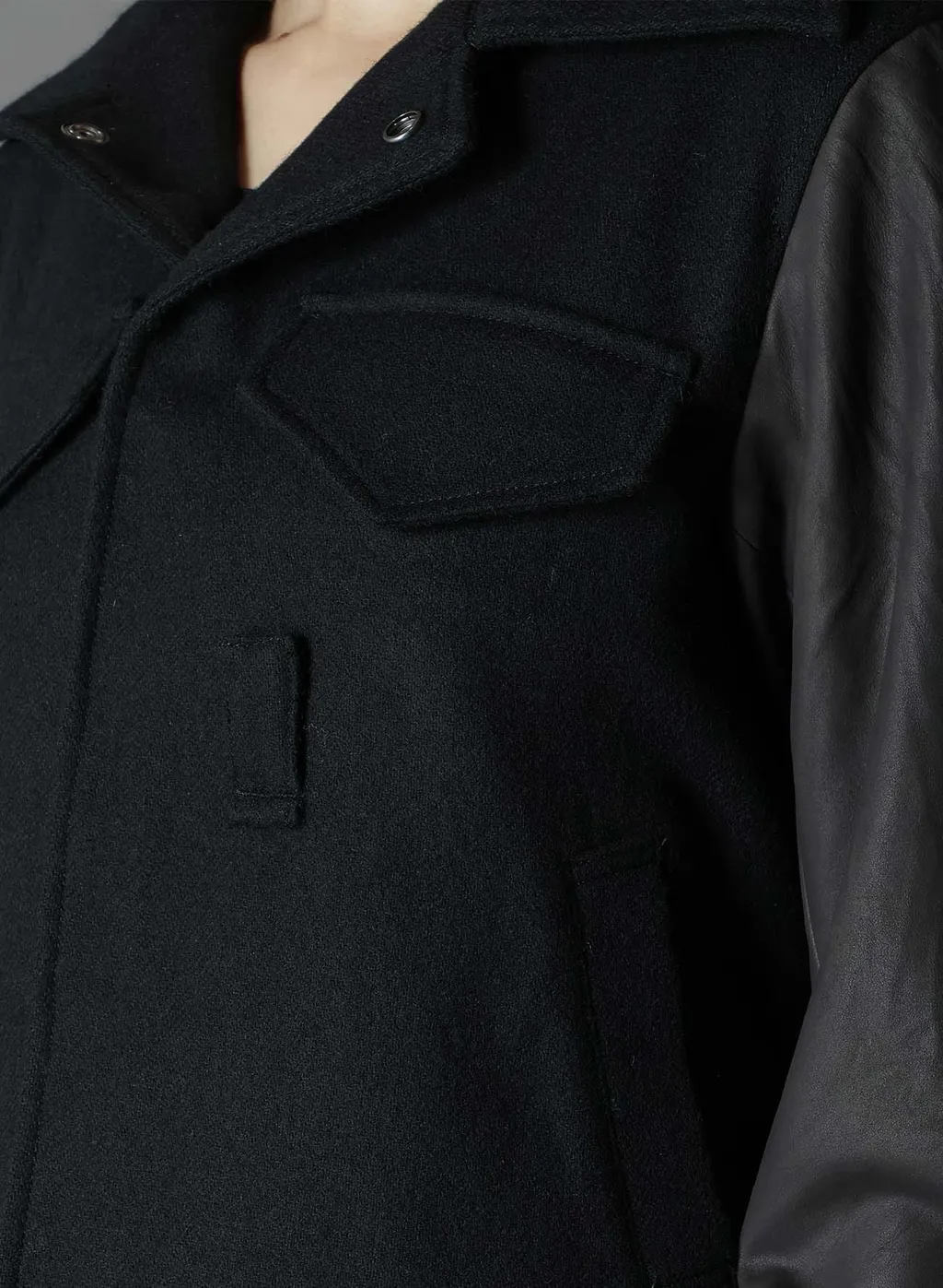 Flannel+Double Face Goat Leather Short Jacket Back Extra Material