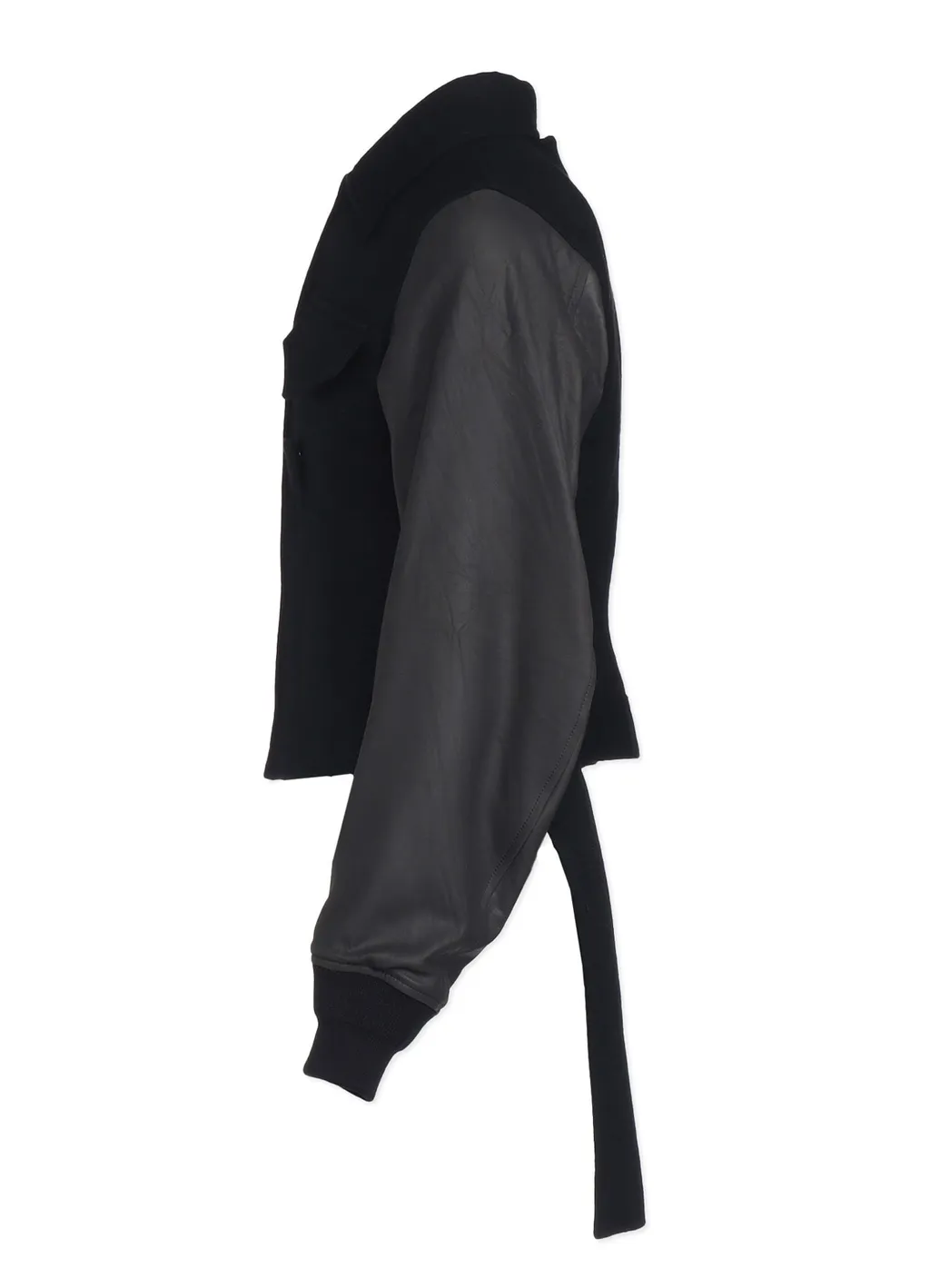 Flannel+Double Face Goat Leather Short Jacket Back Extra Material