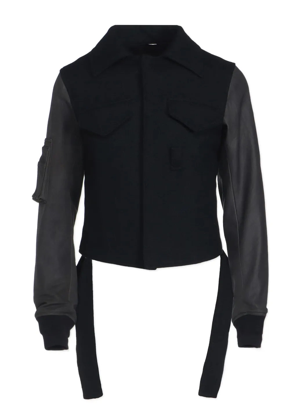 Flannel+Double Face Goat Leather Short Jacket Back Extra Material