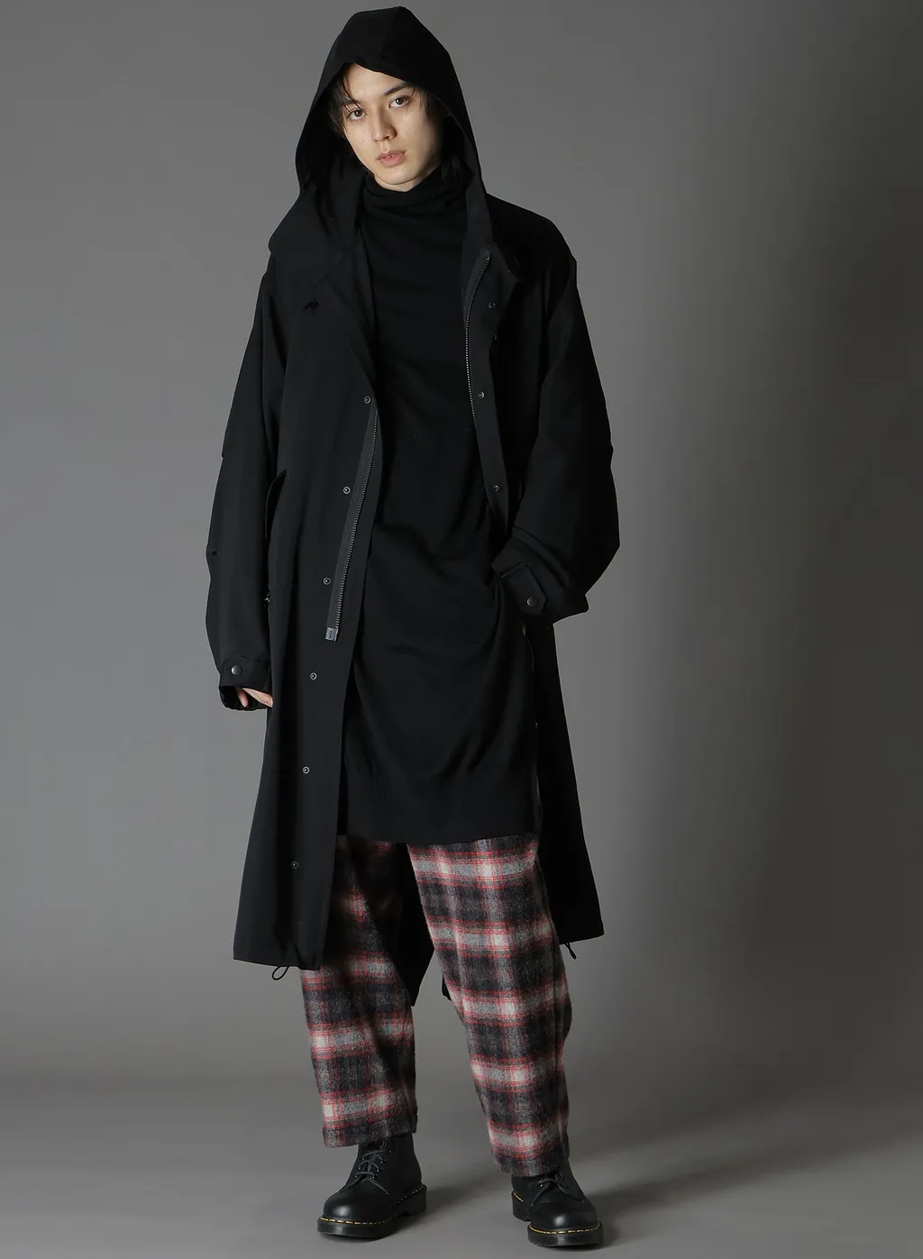 Checked Shaggy Wool Zipper Pocket Pants