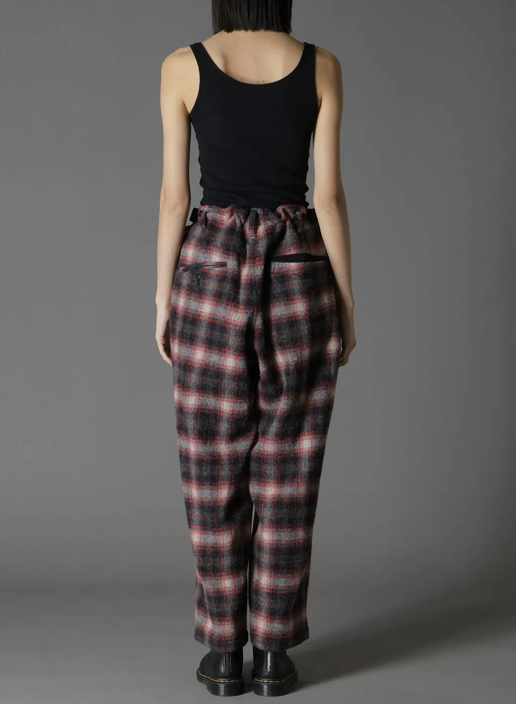 Checked Shaggy Wool Zipper Pocket Pants