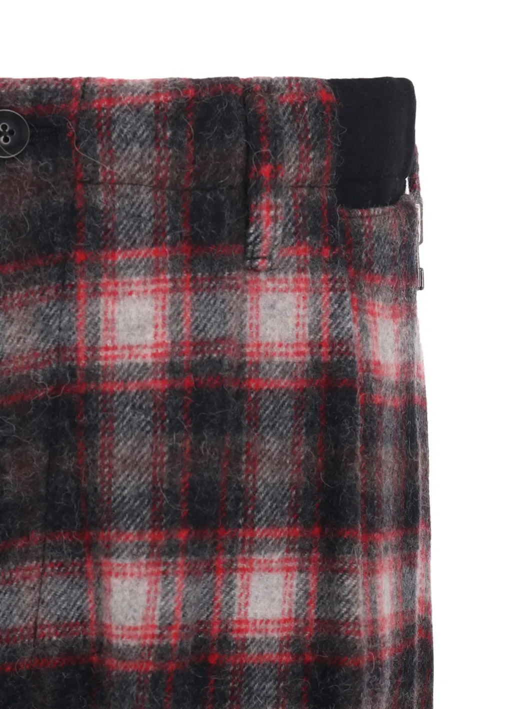 Checked Shaggy Wool Zipper Pocket Pants
