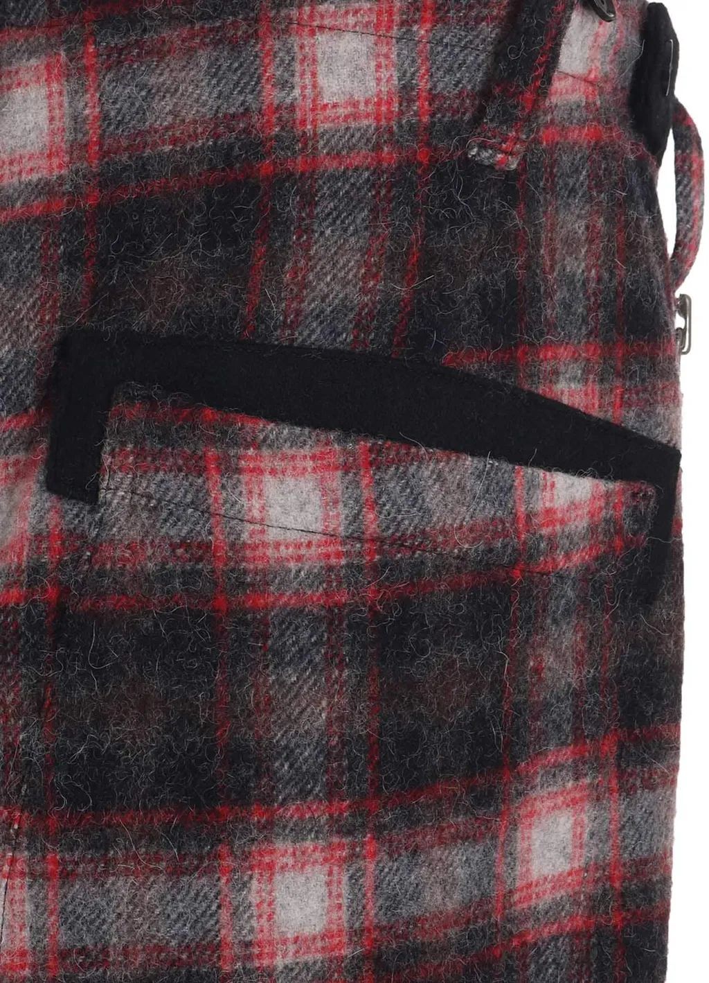 Checked Shaggy Wool Zipper Pocket Pants