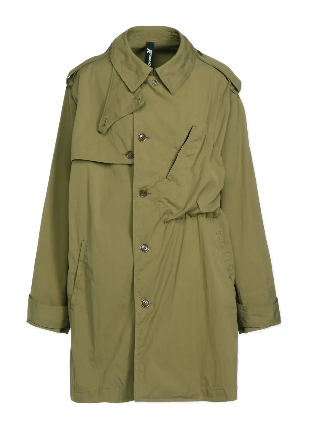 Cotton/Nylon Oxford Zipper Trench Coat With Fulled Wool Gauze Pockets