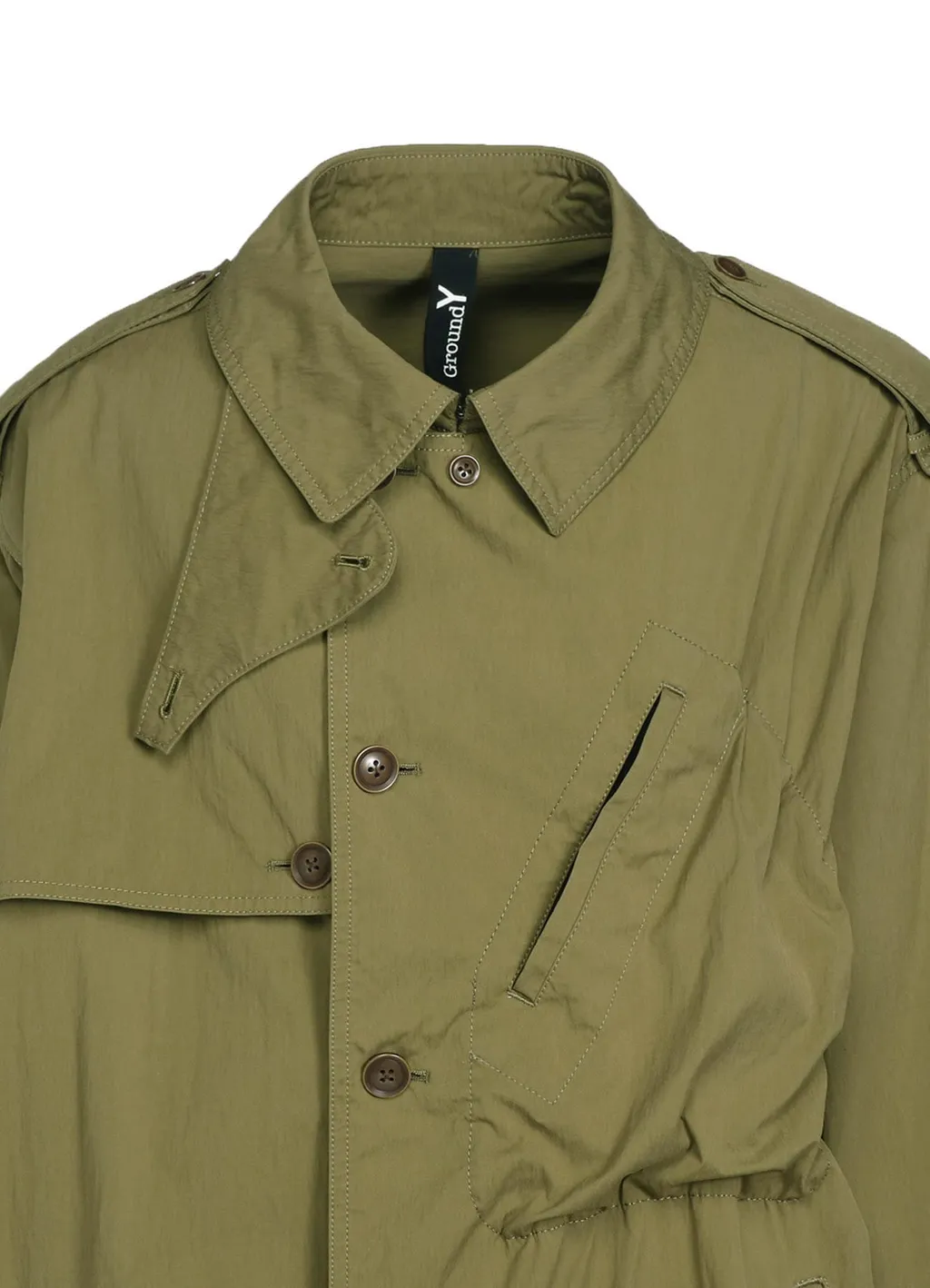 Cotton/Nylon Oxford Zipper Trench Coat With Fulled Wool Gauze Pockets