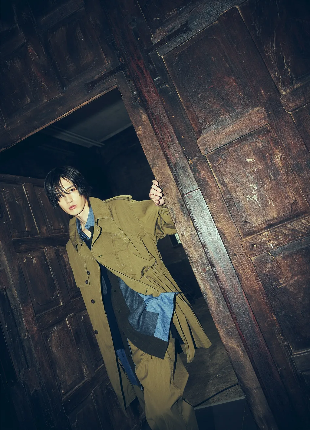 Cotton/Nylon Oxford Zipper Trench Coat With Fulled Wool Gauze Pockets