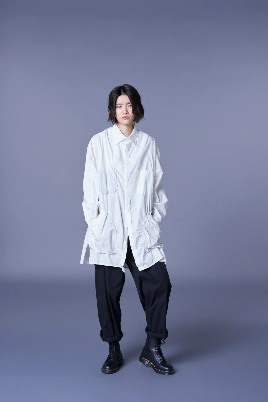 Cotton/Nylon Oxford String Pants With Fulled Wool Gauze Pockets