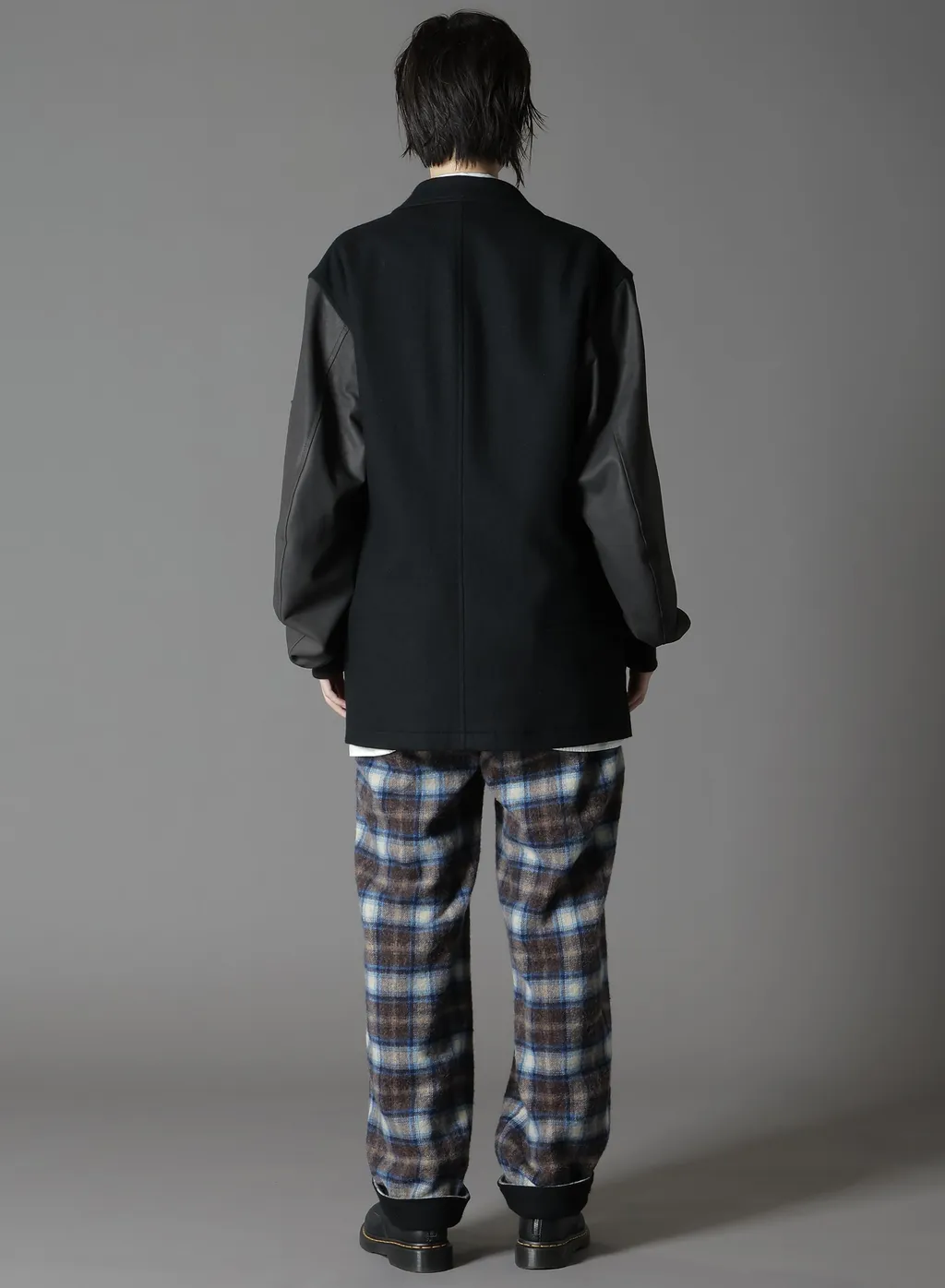 Checked Shaggy Wool Side Cut-Off Pants