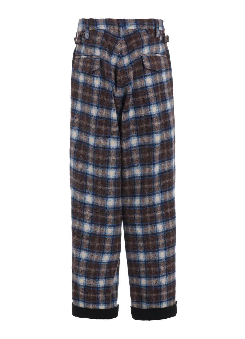 Checked Shaggy Wool Side Cut-Off Pants
