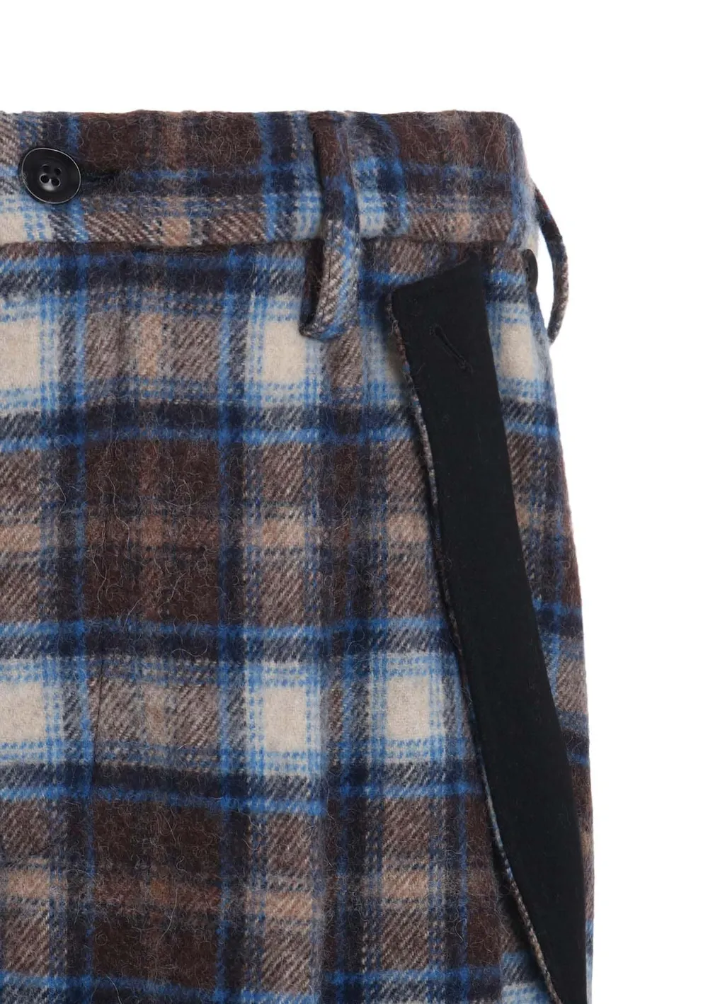 Checked Shaggy Wool Side Cut-Off Pants