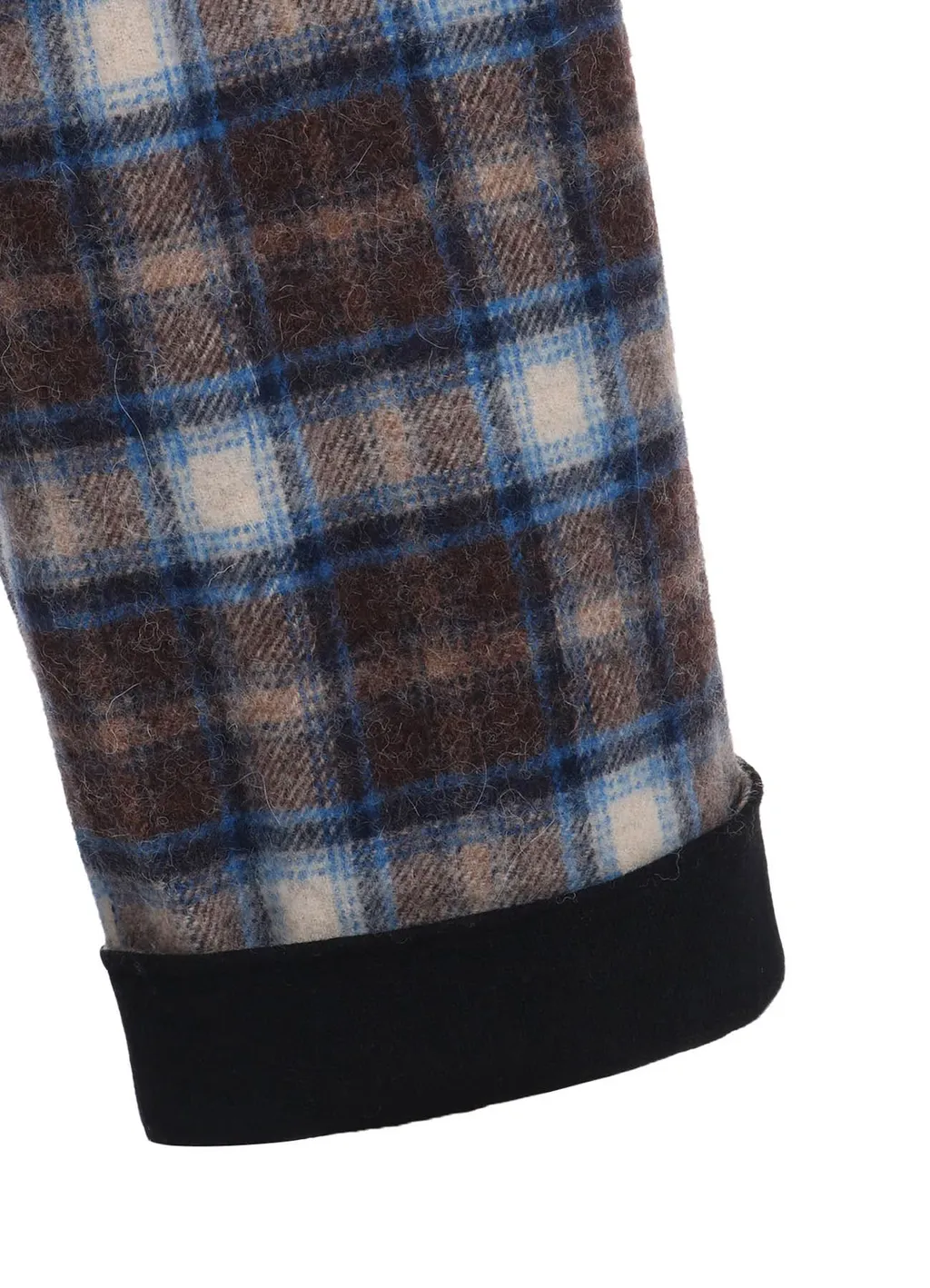 Checked Shaggy Wool Side Cut-Off Pants