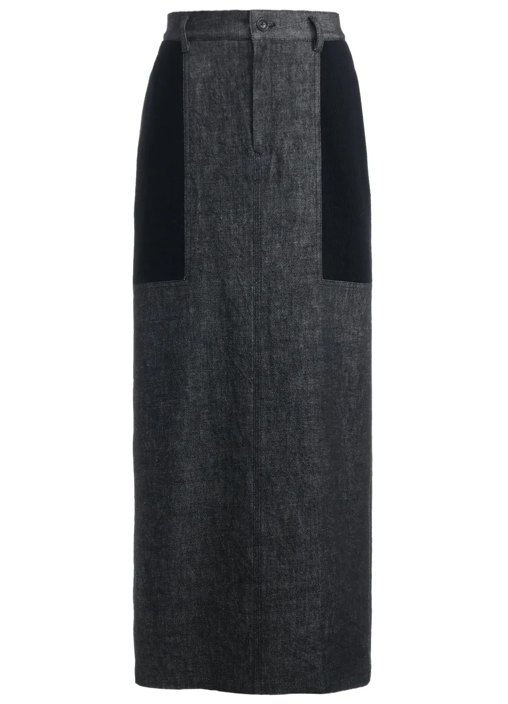 Black Denim +Wool Jersey Rib Tight Skirts