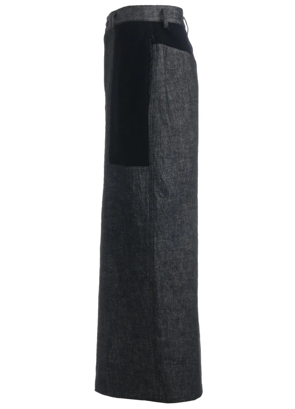 Black Denim +Wool Jersey Rib Tight Skirts