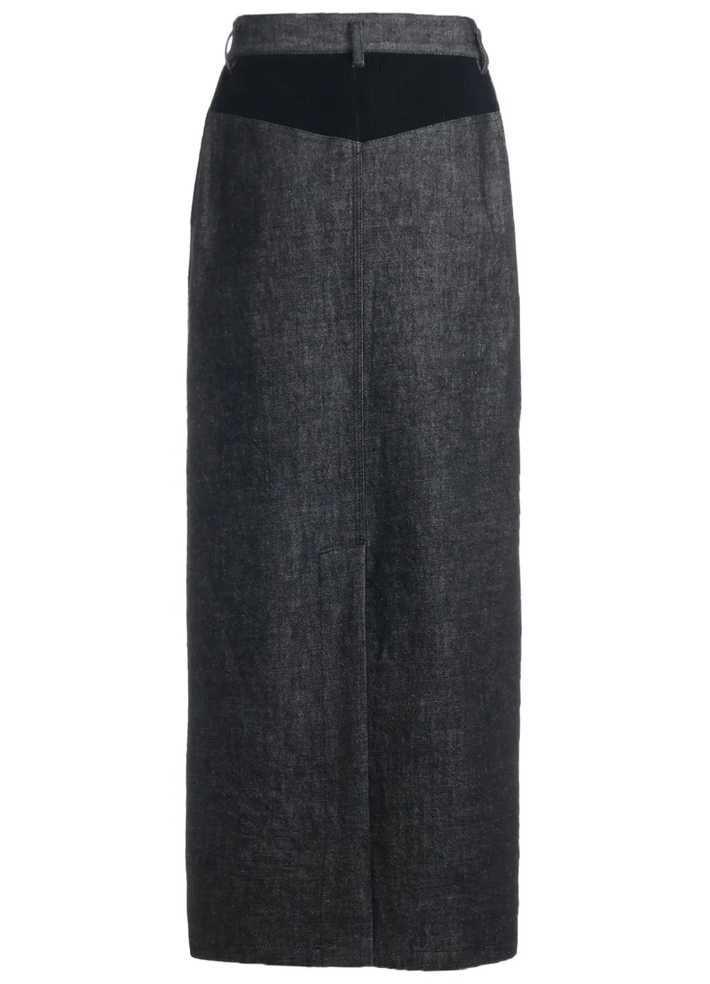 Black Denim +Wool Jersey Rib Tight Skirts